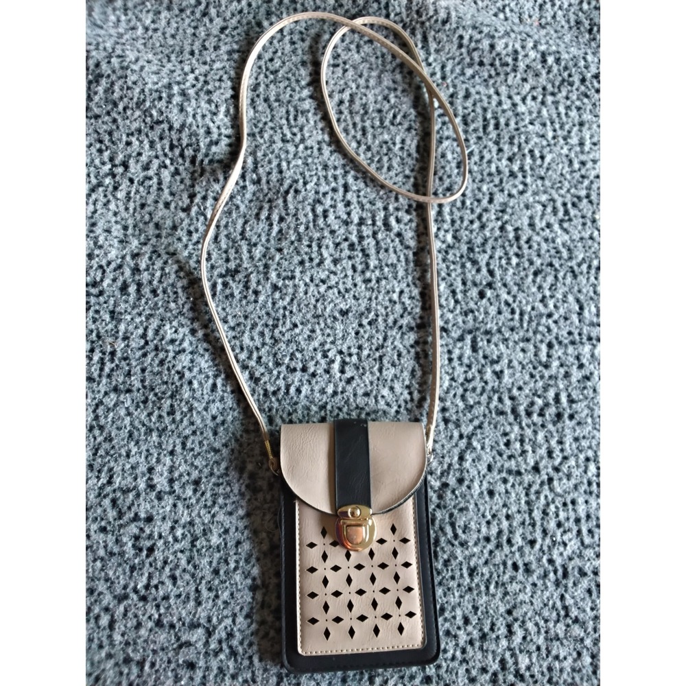 Urban Energy Venue Crossbody Purse Tan Black Laser Cut Phone Bag Tech Case